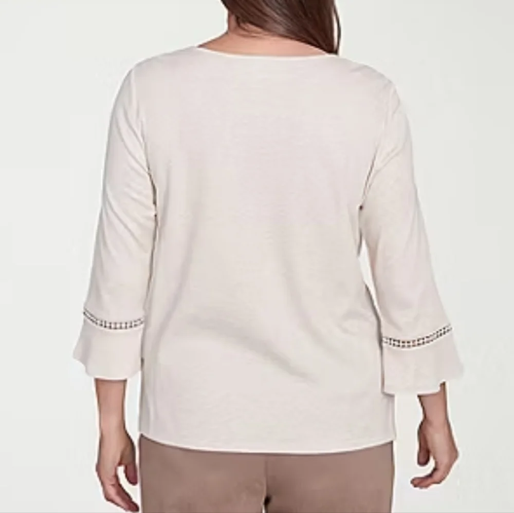 Alfred Dunner Telluride Womens Round Neck 3/4 Sleeve T-Shirt Size Large - Picture 2 of 8